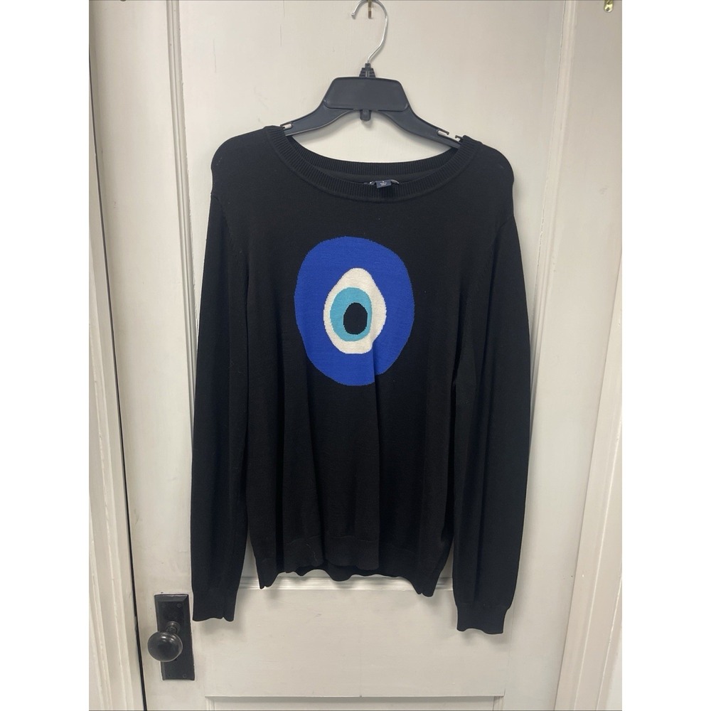 STUDIO PARK  Woman's Icon Sweater EVIL EYE Sz Large